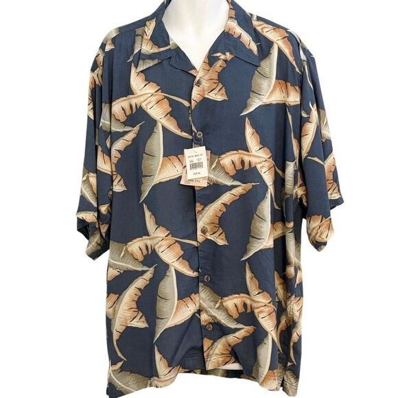 NWT—XL Vintage Thums Up for Him Hawaiian Shirt Short Sleeve Button Down Blue Sum - Picture 1 of 6